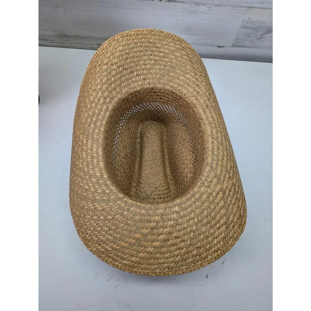 Vintage Turf Paradise Meister Bräu Day Hat Cowboy Straw Western Brown‎ Mens 80s